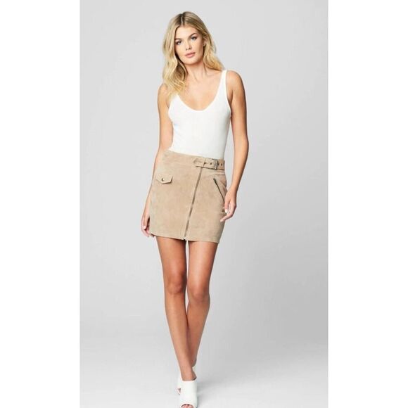 BLANKNYC NWT Moto Suede Leather Mini Skirt in Bare It All Size 24 - Picture 3 of 6
